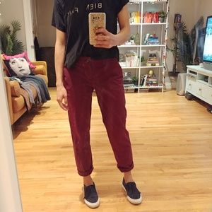 GAP Broken-In Straight Burgundy Khakis Size 2
